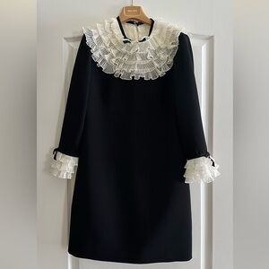 Miu Miu Black Dress with White Ruffle Details